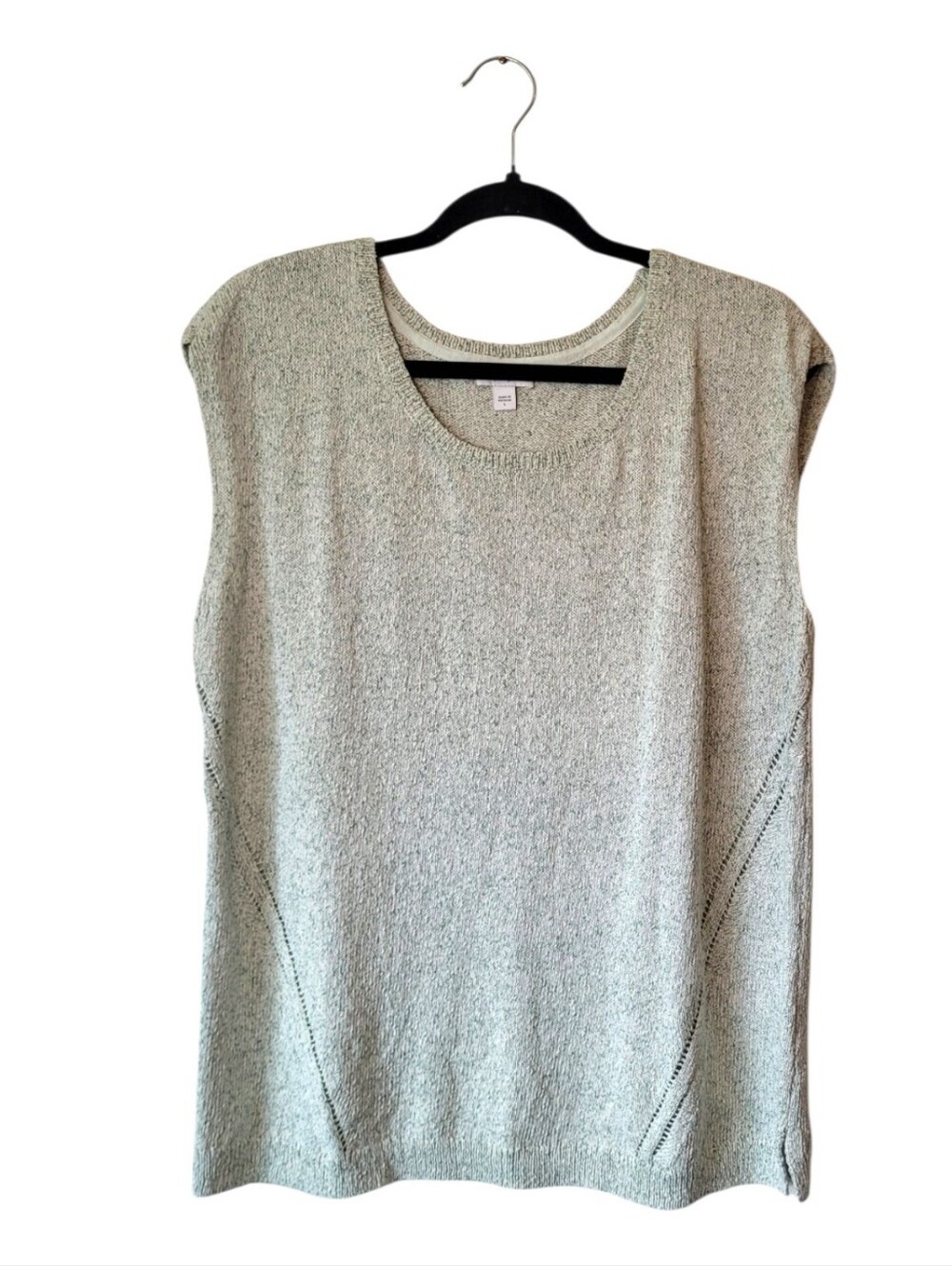 J. Jill Mint Green/Cream Sleeveless Knit Sweater Top Size L